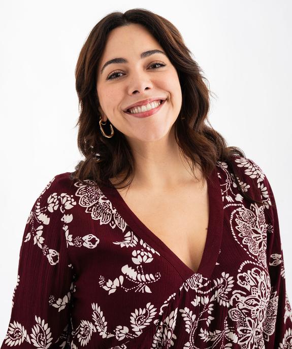 Blouse manches longues en viscose froissée fleurie femme grande taille vue2 - GEMO 4G GT - GEMO