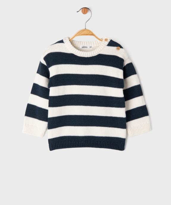 Pull en grosse maille à larges rayures bébé garçon vue7 - GEMO 4G BEBE - GEMO