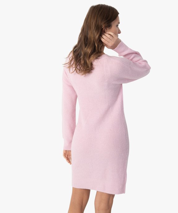 Robe pull femme en maille avec col rond vue3 - GEMO(FEMME PAP) - GEMO