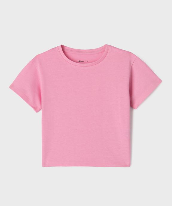 Tee-shirt manches courtes uni en coton épais fille vue1 - GEMO (ENFANT) - GEMO