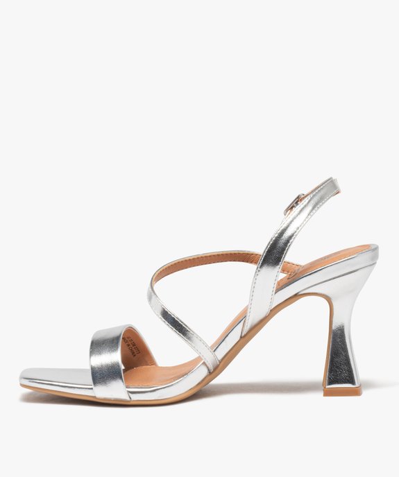 Sandales femme à talon et brides métallisées vue3 - GEMO(URBAIN) - GEMO