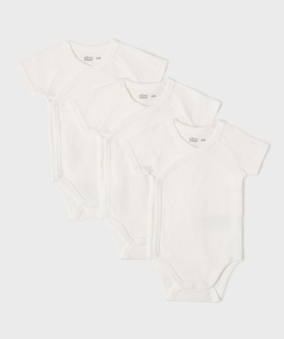 Body à manches courtes fermeture croisée unis bébé (lot de 3) vue1 - GEMO 4G BEBE - GEMO