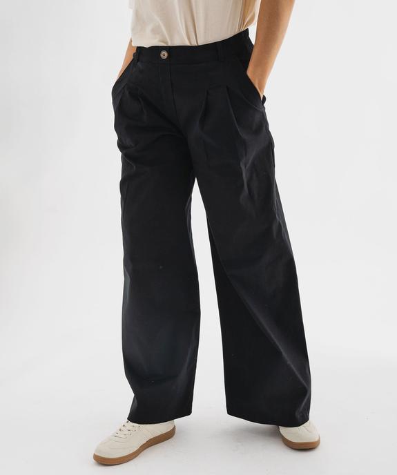 Pantalon tailoring large en coton stretch femme vue1 - GEMO(FEMME PAP) - GEMO