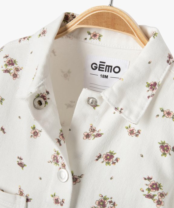 Veste en jean bébé fille à motif fleuri vue2 - GEMO 4G BEBE - GEMO
