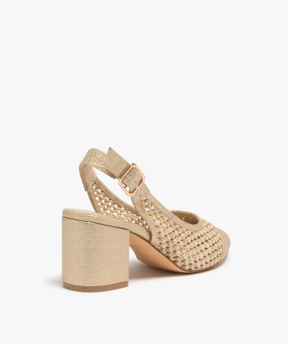 Escarpins femme à talon carré et dessus tressé vue4 - GEMO(URBAIN) - GEMO