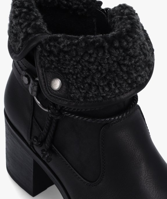 Boots femme à talon carré et col sherpa vue6 - GEMO(URBAIN) - GEMO