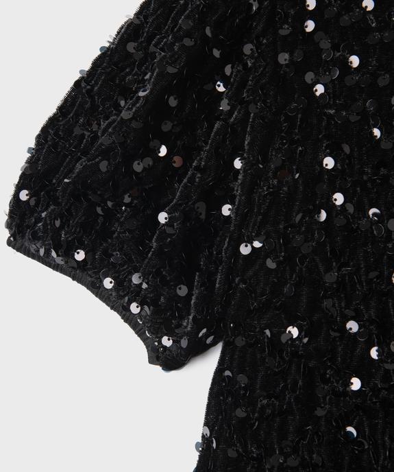 Robe courte à manches courtes ballons et sequins fille vue2 - GEMO (ENFANT) - GEMO