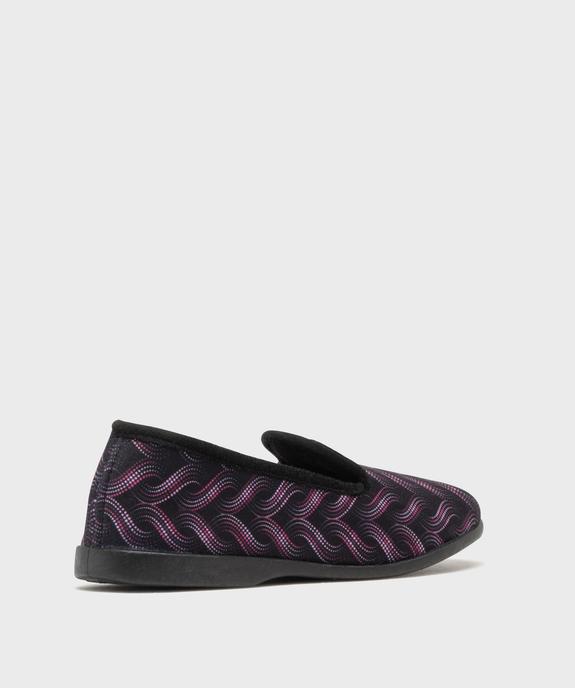 Chaussons pantoufles en velours ras imprimé femme vue4 - G'FLEX - GEMO