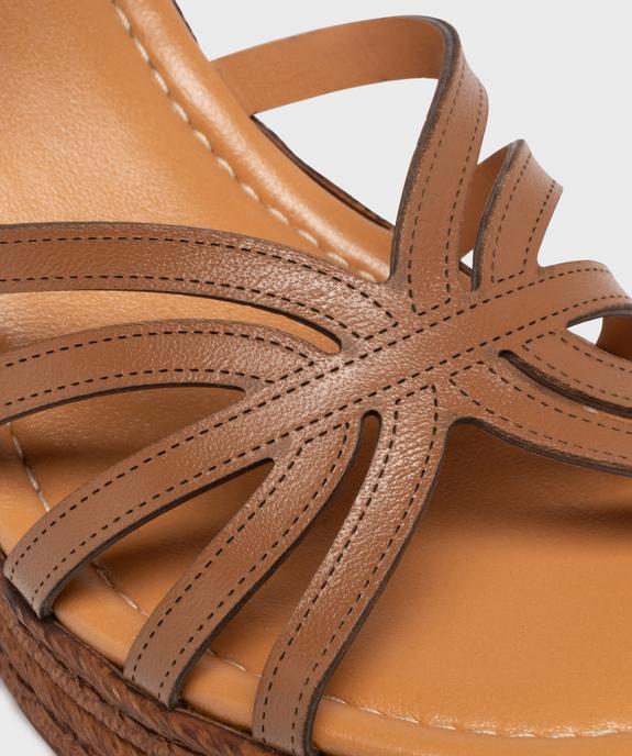 Sandales femme compensées à fines brides unies et surpiquées - Taneo vue12 - TANEO - GEMO