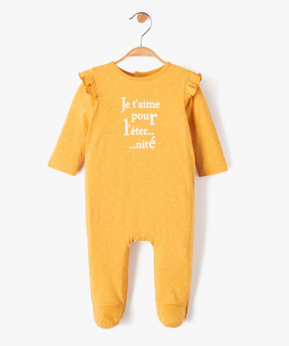Pyjama bébé en jersey à pois et épaules volantées vue1 - GEMO(BB COUCHE) - GEMO