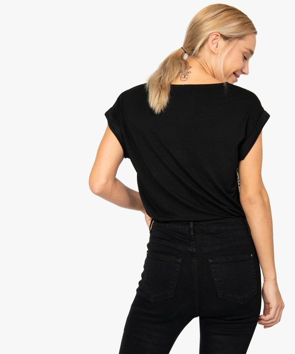 Tee-shirt femme bi-matières et bicolore vue3 - GEMO(FEMME PAP) - GEMO