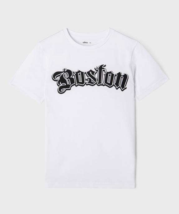 Tee-shirt manches courtes inscription garçon vue1 - GEMO (JUNIOR) - GEMO