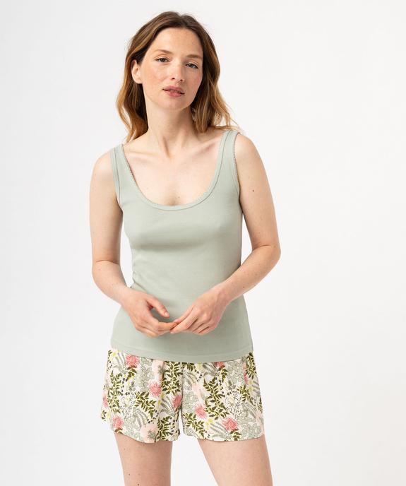 Débardeur lingerie en maille côtelée femme vue1 - GEMO 4G FEMME - GEMO