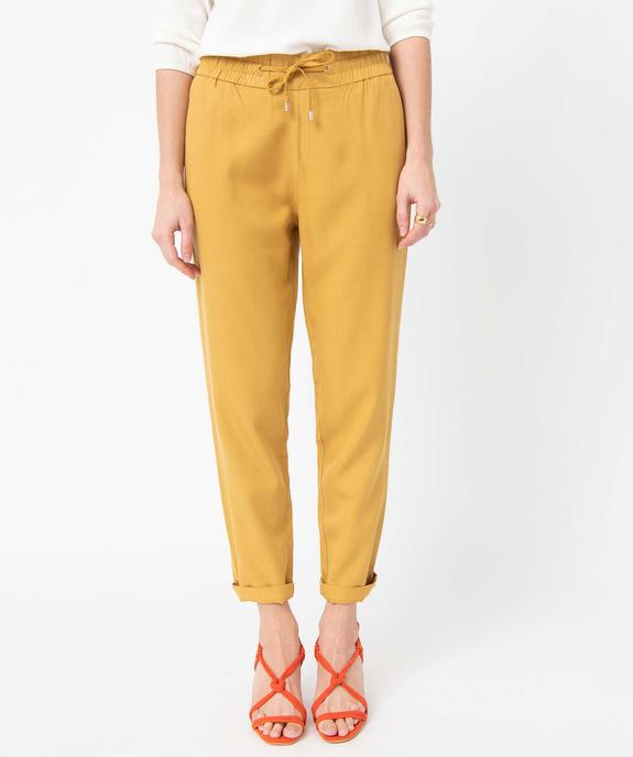 Pantalon femme en Lyocell forme carotte vue1 - GEMO 4G FEMME - GEMO