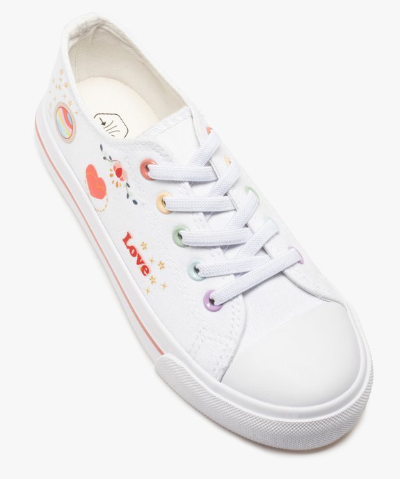 Baskets fille en toile avec graffitis et lacets élastiques vue5 - GEMO (ENFANT) - GEMO