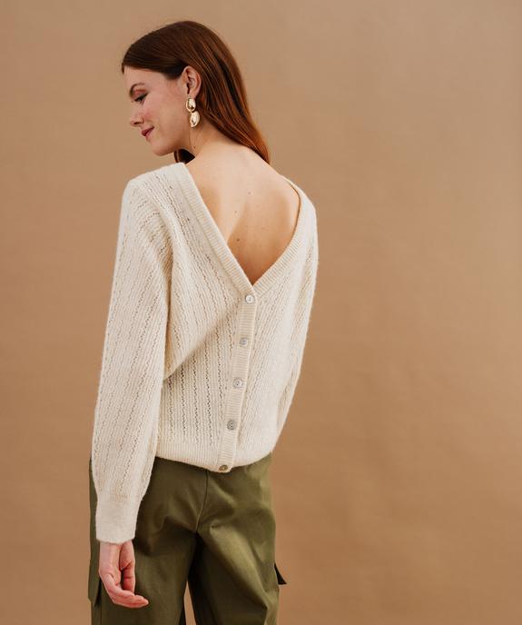 Gilet en maille ajourée à col V femme vue5 - GEMO(FEMME PAP) - GEMO