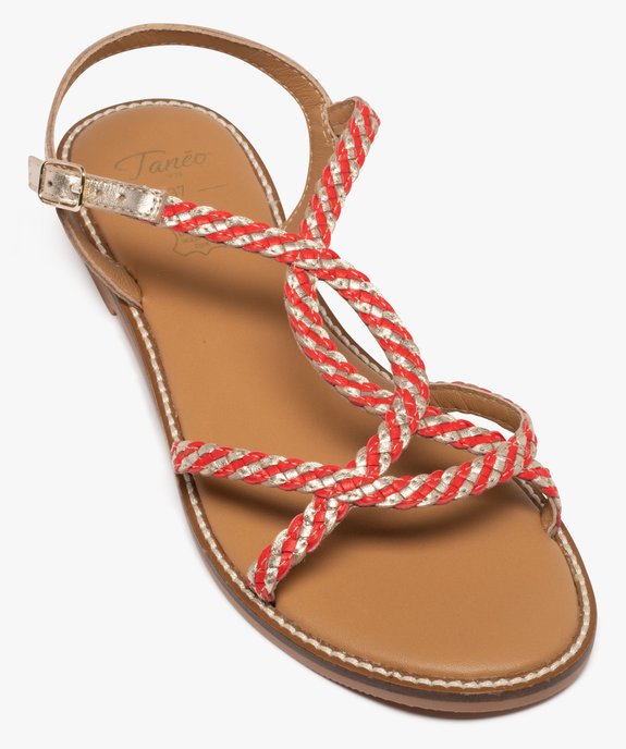 Sandales en cuir à brides tressées et talon plat femme vue5 - TANEO GEMO FOR GOOD - GEMO