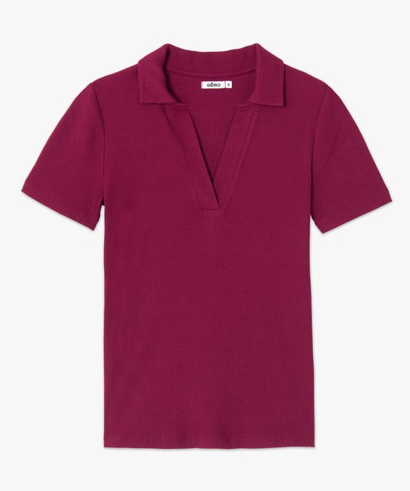 Polo femme à manches courtes en maille côtelée vue4 - GEMO(FEMME PAP) - GEMO