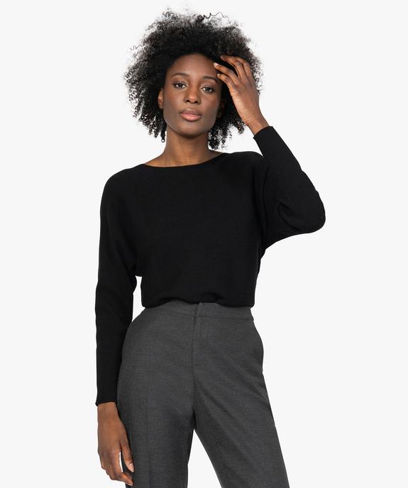 Pull femme en maille côtelée à manches chauve-souris vue1 - GEMO(FEMME PAP) - GEMO