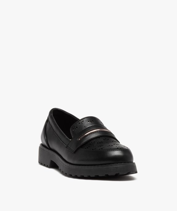 Mocassin à semelle crantée avec dessus perforé femme vue2 - GEMO (CASUAL) - GEMO