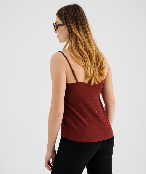 Débardeur à fines bretelles en maille texturée et broderies femme vue3 - GEMO 4G FEMME - GEMO