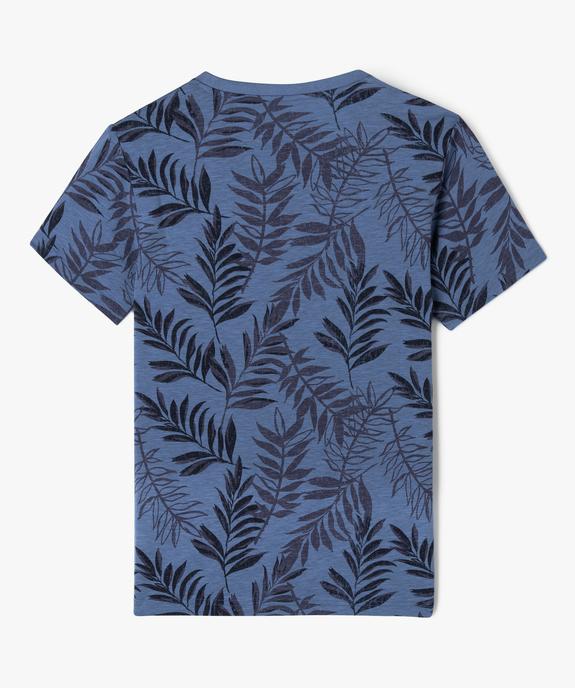Tee-shirt manches courtes à motif feuillage garçon vue3 - GEMO (JUNIOR) - GEMO
