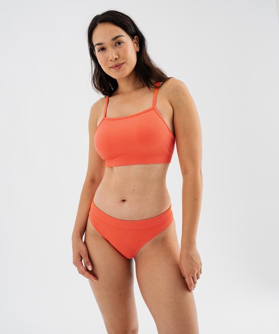 Brassière en maille côtelée à fines bretelles et mousses amovibles femme vue4 - GEMO 4G FEMME - GEMO