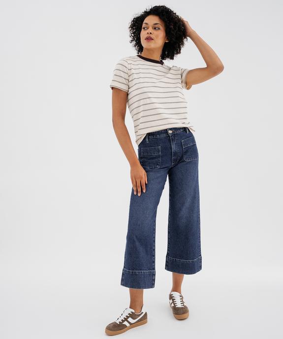 Tee-shirt manches courtes et col rond en coton résistant femme vue4 - GEMO(FEMME PAP) - GEMO