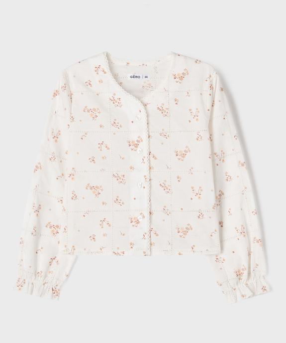 Blouse manches longues en voile ajouré et fleuri fille vue2 - GEMO (ENFANT) - GEMO