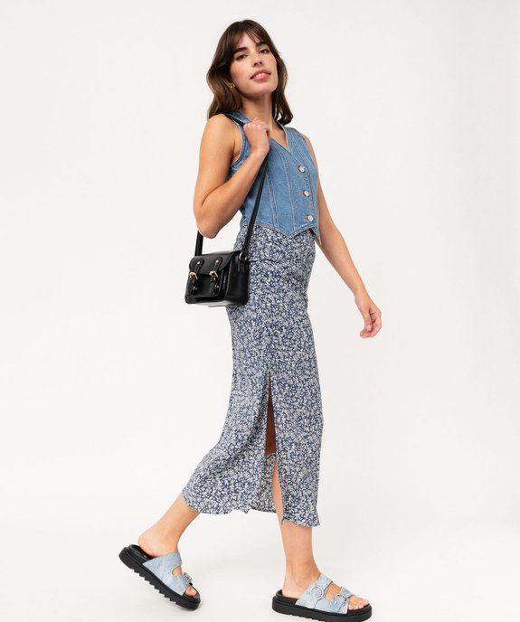 Jupe midi fendue en viscose fleurie femme vue5 - GEMO(FEMME PAP) - GEMO