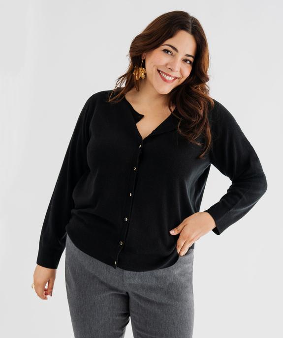 Gilet à col rond en maille fine femme grande taille vue1 - GEMO (G TAILLE) - GEMO