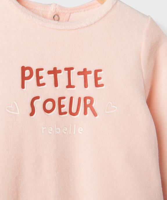 Pyjama en velours bébé avec message sur le buste vue2 - GEMO(BB COUCHE) - GEMO