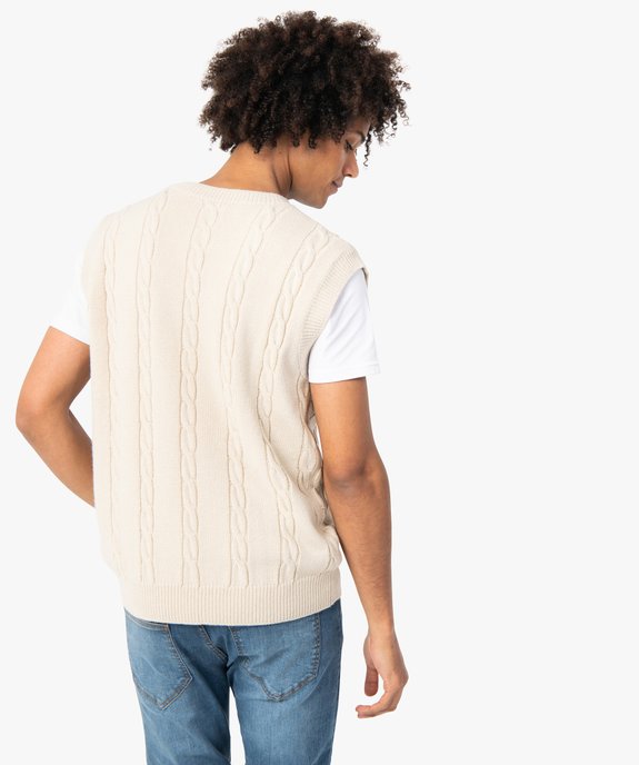 Pull homme sans manches à torsades vue3 - GEMO (HOMME) - GEMO
