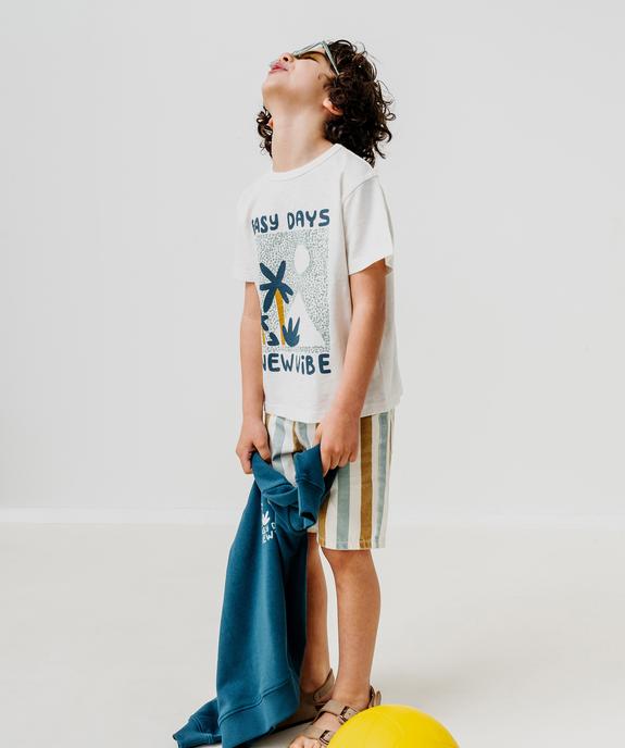 Tee-shirt manches courtes en jersey de coton avec col côtelé garçon vue5 - GEMO 4G GARCON - GEMO