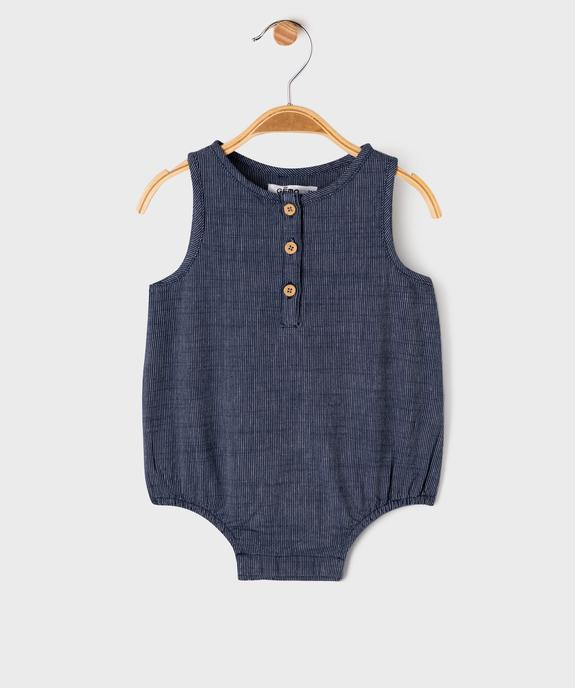 Combinaison courte à rayures bébé garçon vue1 - GEMO(BB COUCHE) - GEMO
