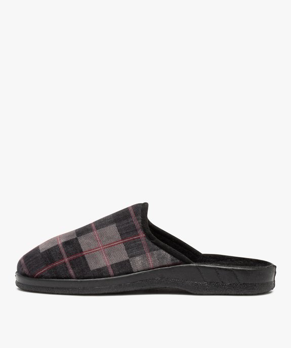 Chaussons homme mules en velours à carreaux vue3 - GEMO 4G HOMME - GEMO