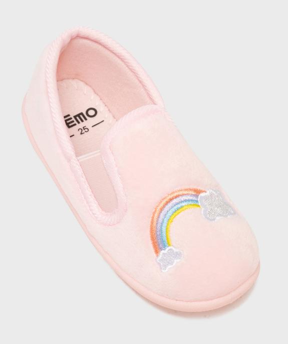 Chaussons pantoufles en velours moelleux imprimé arc-en-ciel fille vue5 - GEMO (ENFANT) - GEMO