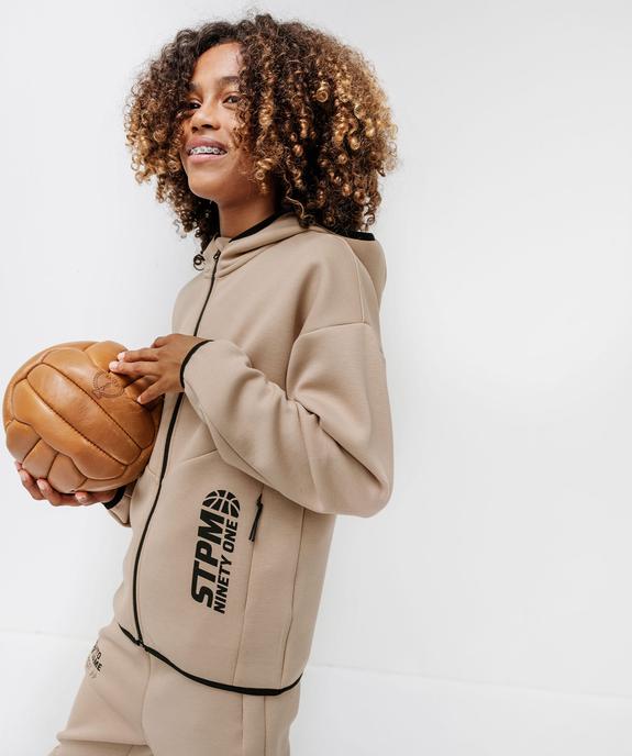 Sweat zippé à capuche en maille stretch garçon vue1 - GEMO (JUNIOR) - GEMO