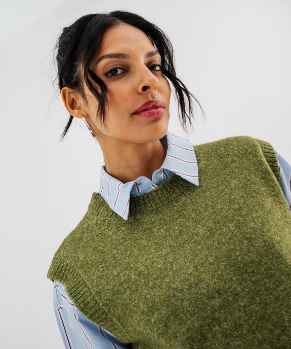 Pull sans manches en maille douillette chinée femme vue2 - GEMO(FEMME PAP) - GEMO