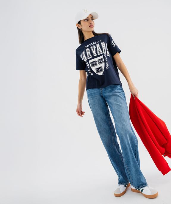 Tee-shirt manches courtes imprimé coupe courte femme - Harvard University vue4 - HARVARD - GEMO