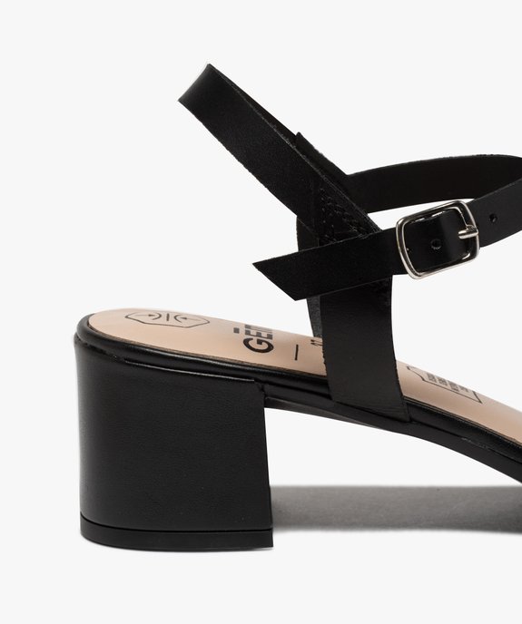 Sandales femme à talon carré dessus brides en cuir uni vue6 - GEMO(URBAIN) - GEMO