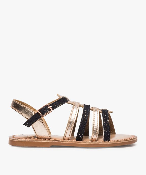 Sandales filles avec brides en cuir multicolores vue1 - GEMO (ENFANT) - GEMO