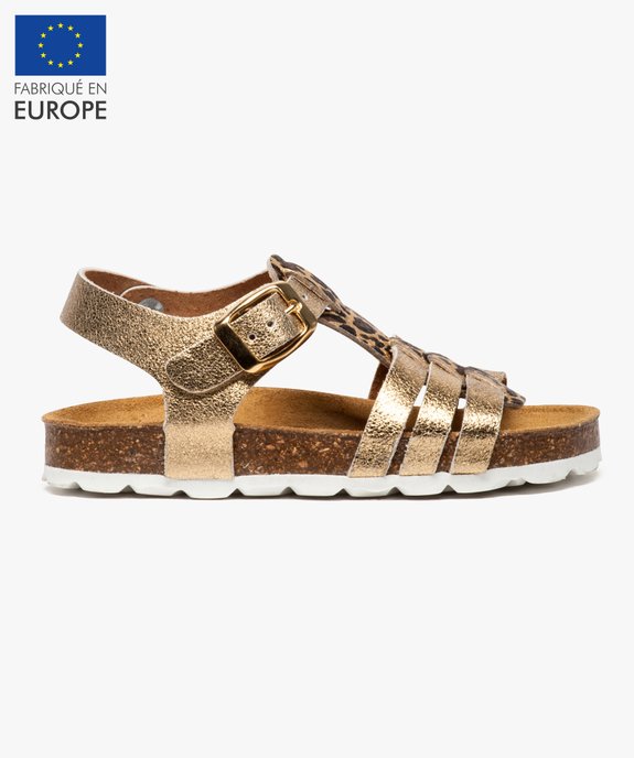 Sandales confort en cuir à motif léopard vue1 - GEMO (ENFANT) - GEMO