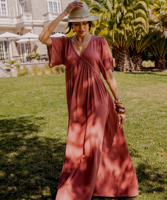 Robe longue à manches courtes amples en viscose femme vue6 - GEMO 4G FEMME - GEMO