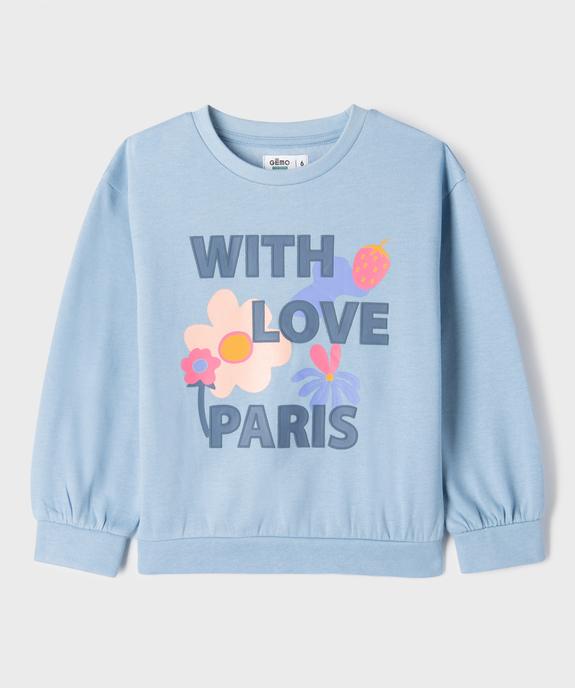 Sweat blousant en molleton doux imprimé fille vue1 - GEMO 4G FILLE - GEMO