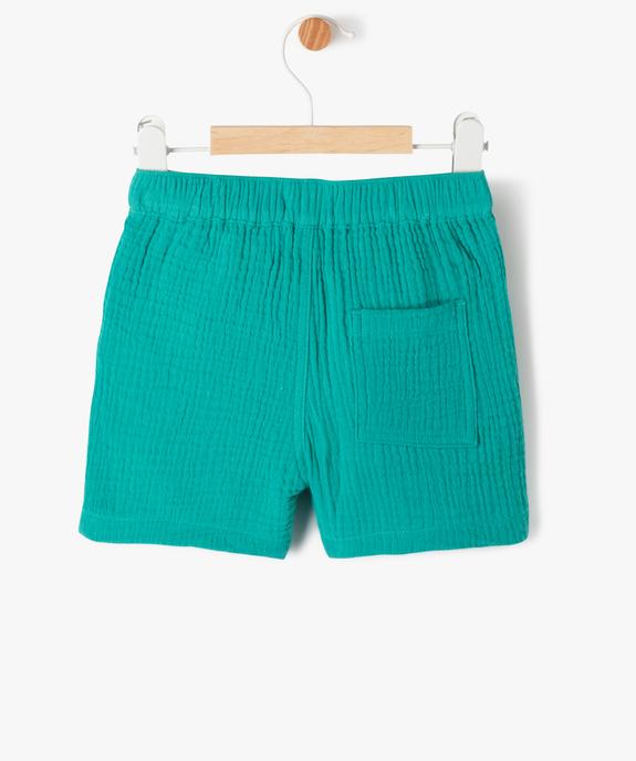 Short en gaze de coton bébé garçon vue3 - GEMO(BEBE DEBT) - GEMO