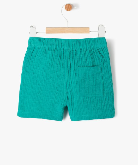 Short en gaze de coton bébé garçon vue3 - GEMO(BEBE DEBT) - GEMO