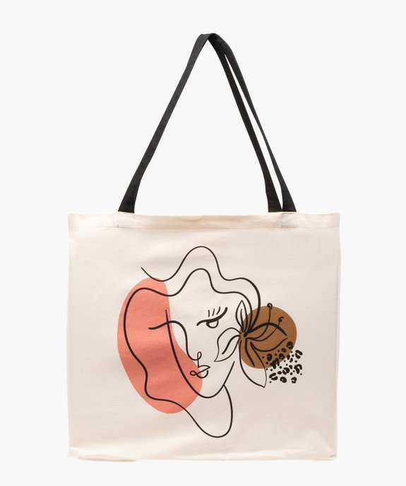 Tote bag grand format en tissu imprimé femme vue1 - GEMO (ACCESS) - GEMO