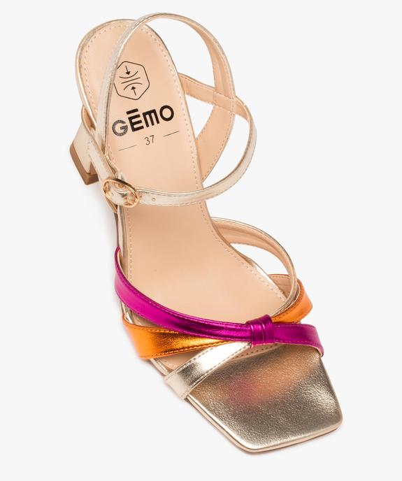 Sandales femme à talon spool et brides nouées effet métallisé vue5 - GEMO(URBAIN) - GEMO