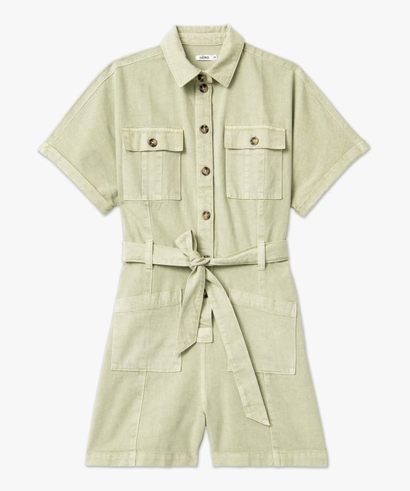 Combishort en toile denim à manches courtes femme vue5 - GEMO(FEMME PAP) - GEMO